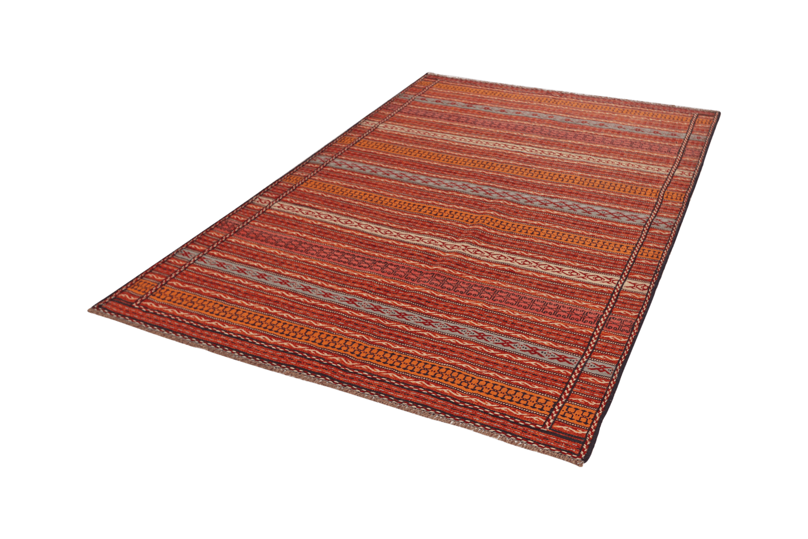 Kelim Kordi — Handmade, 160x242 cm, Orange, 100% Virgin Wool | View 5