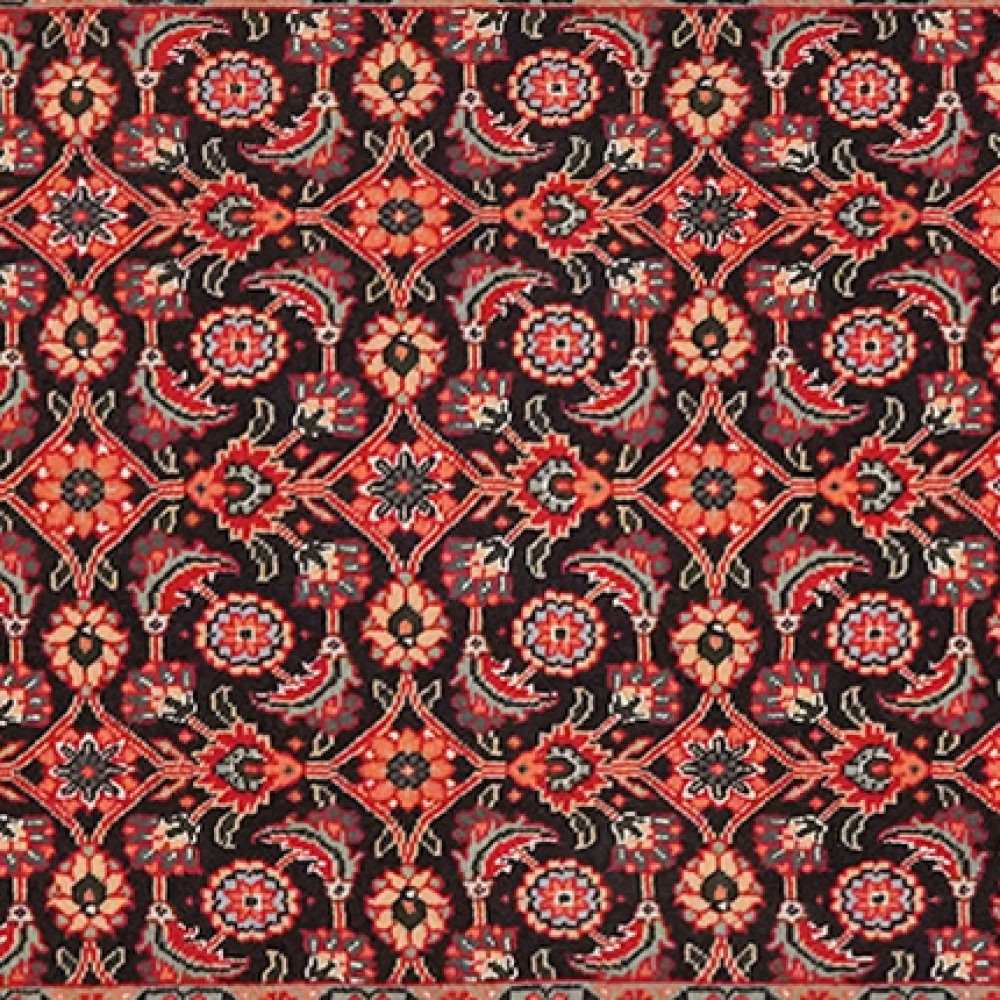 Tabriz 50 Raj — Hand-knotted, 63x203 cm, Black, 100% Virgin Wool | View 4