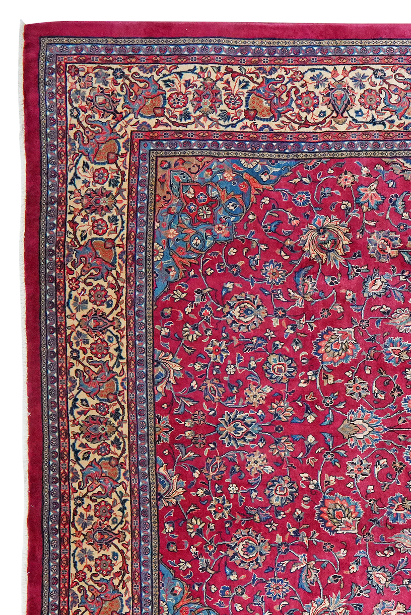 Sarough — Hand-knotted, 270x369 cm, Red, 100% Virgin Wool | View 3