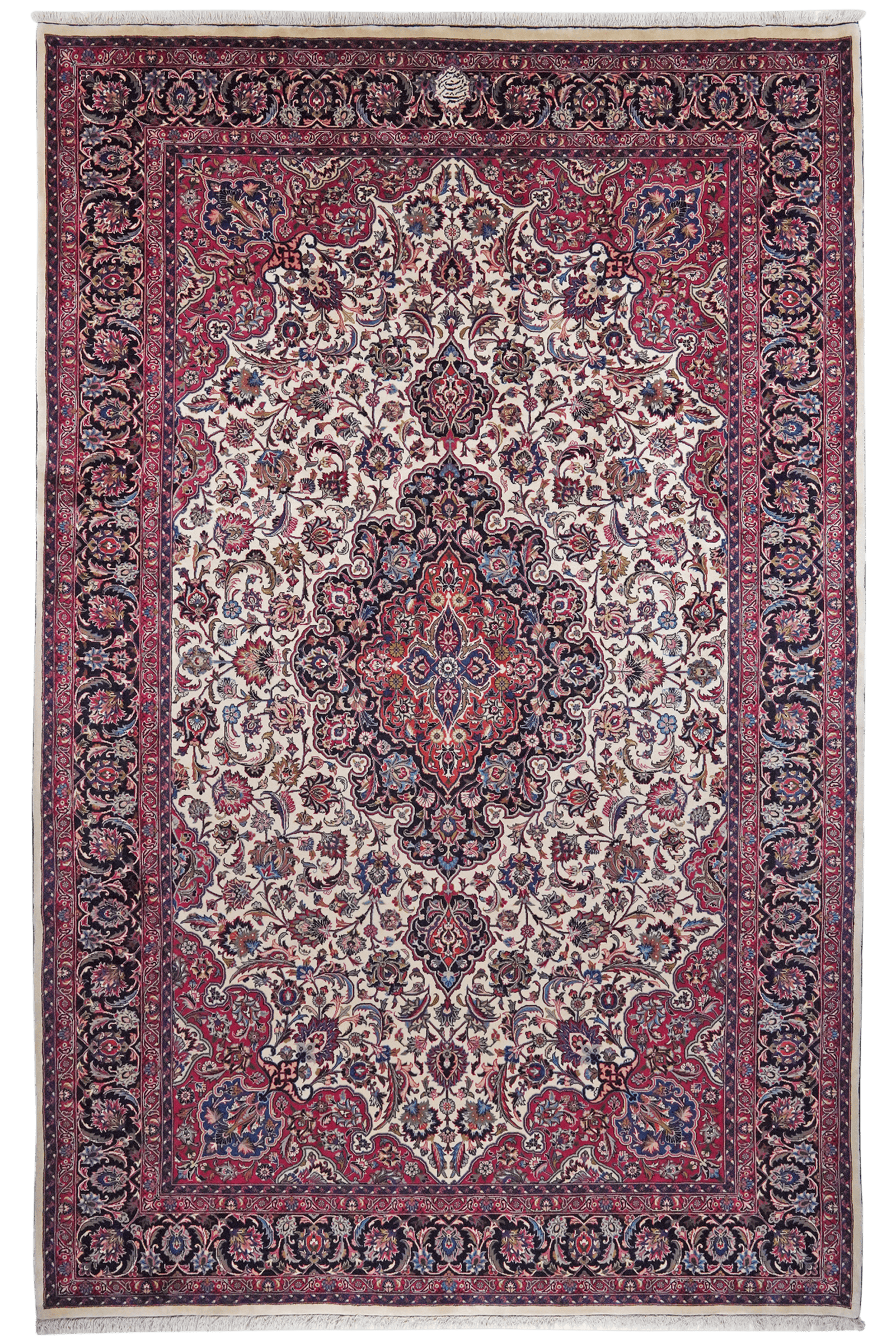 Mashad — Hand-knotted, 250x389 cm, Beige, 100% Virgin Wool | Main view