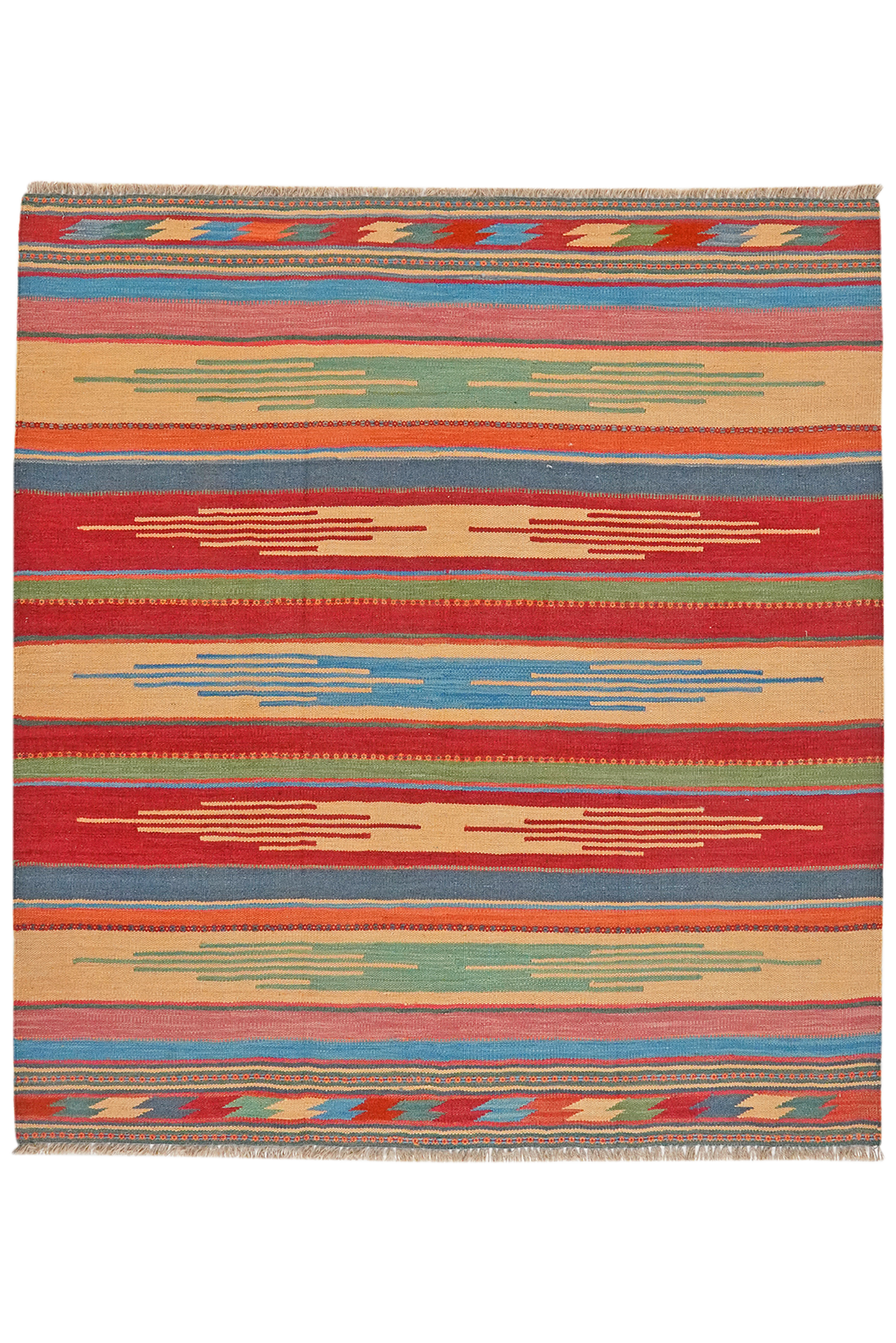 Kelim Gashgai — Handgefertigt, 145x132 cm, Bunt, 100% Virgin Wool | Main view