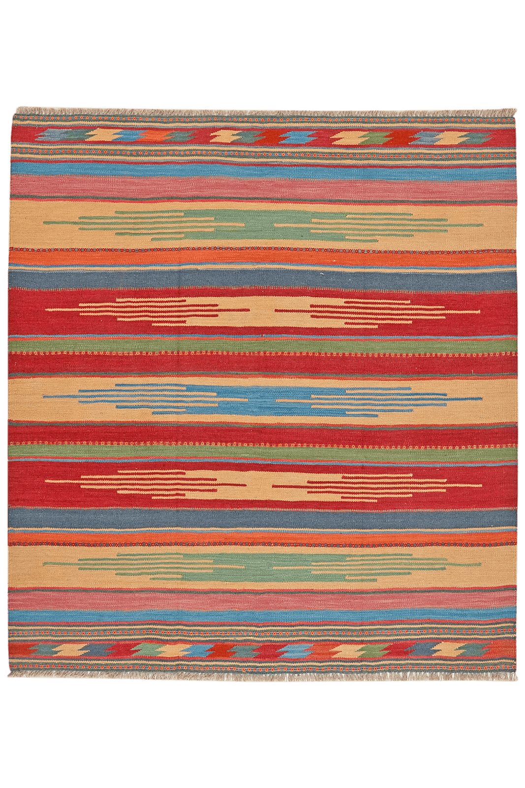 Kelim Gashgai — Handmade, 132x145 cm, Multicolor, 100% Virgin Wool | Main view