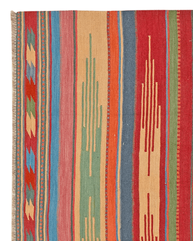 Kelim Gashgai — Handmade, 132x145 cm, Multicolor, 100% Virgin Wool | View 3