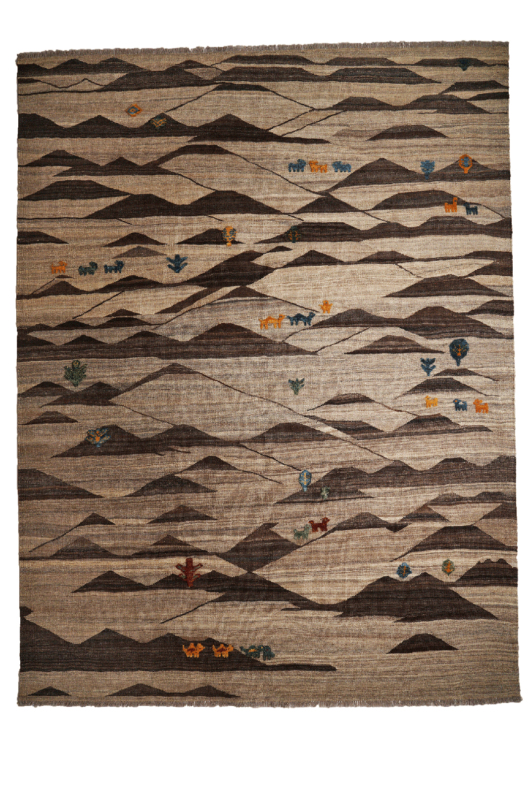 Kelim Gashgai — Handmade, 195x257 cm, Brown, 100% Virgin Wool | Main view