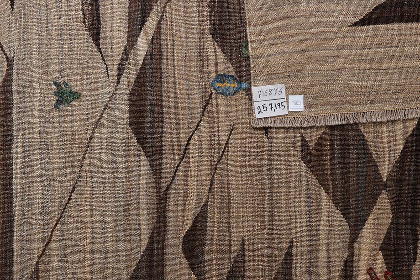 Kelim Gashgai — Handmade, 195x257 cm, Brown, 100% Virgin Wool | View 5