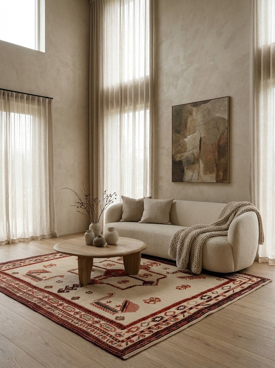 Kelim Belutch — Handgefertigt, 167x191 cm, Beige, 100% Virgin Wool | Detail view