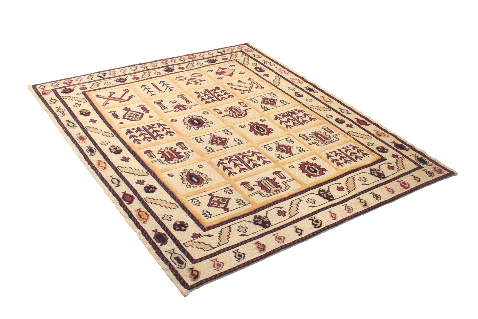 Kelim Belutch — Handmade, 146x161 cm, Beige, 100% Virgin Wool | View 4