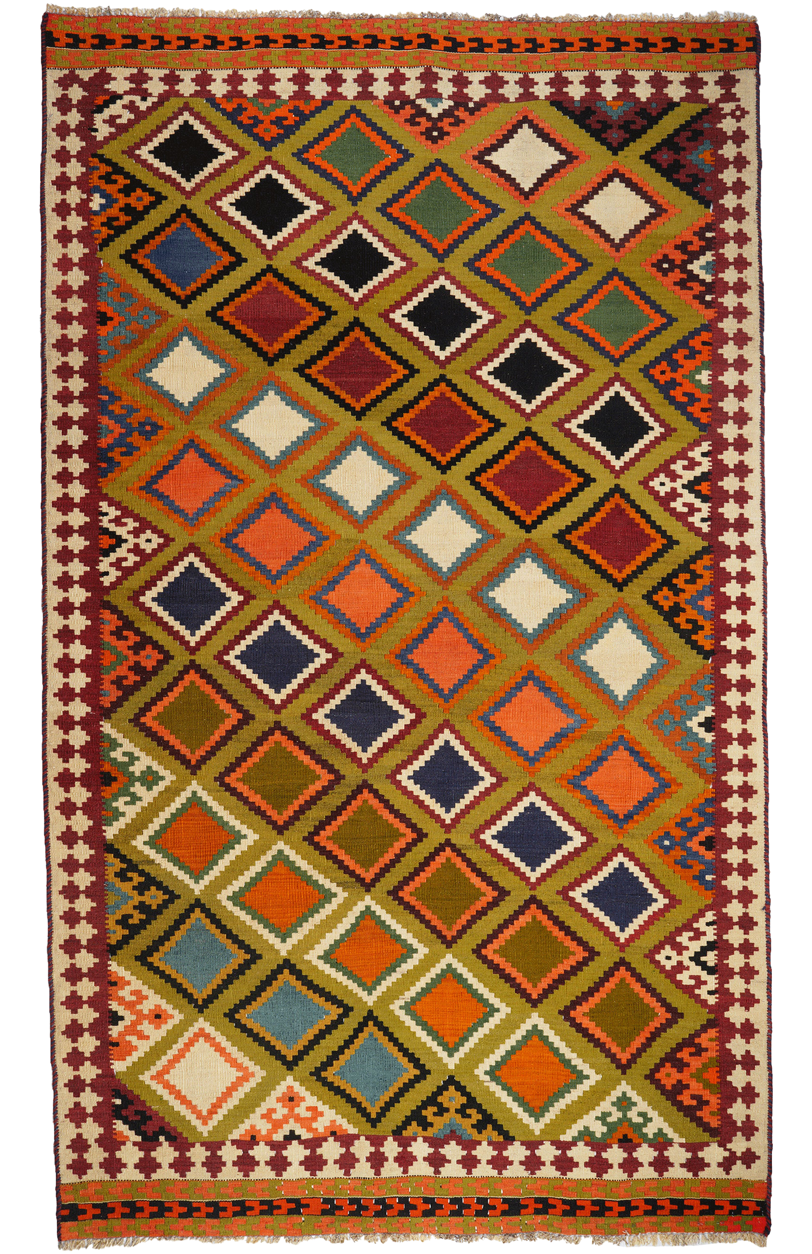 Kelim Gashgai Old — Handgefertigt, 264x140 cm, Beige, 100% Virgin Wool | Main view