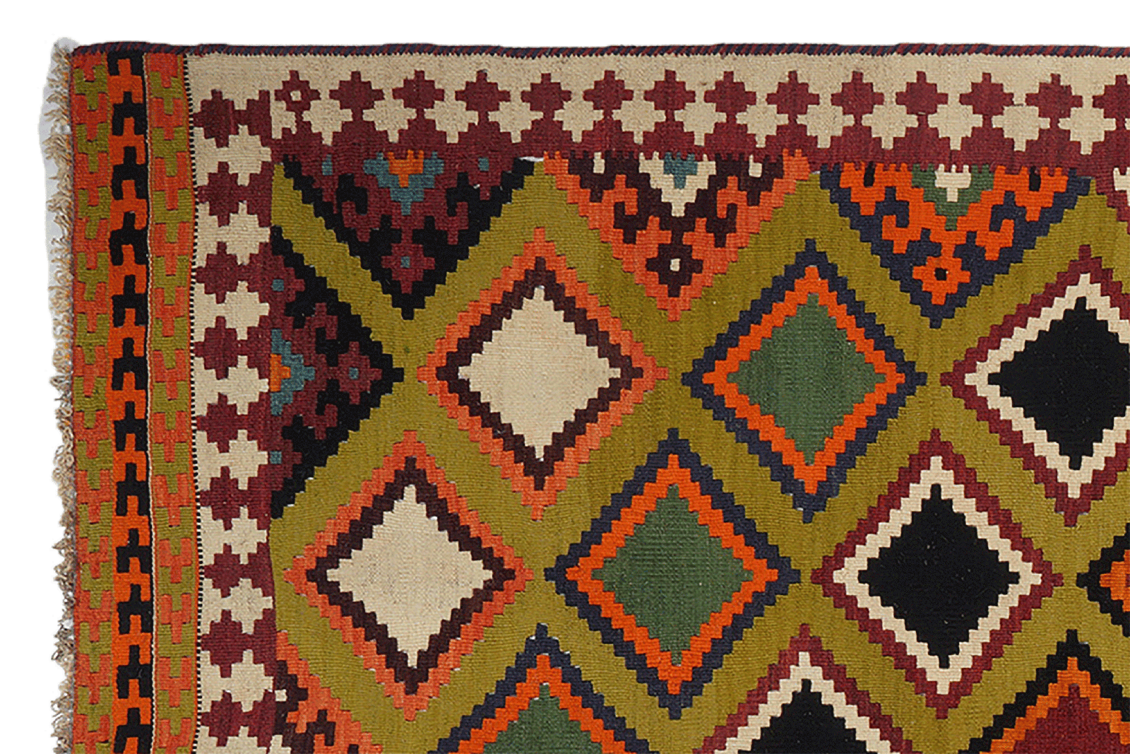 Kelim Gashgai Old — Handmade, 140x264 cm, Green, 100% Virgin Wool | View 3
