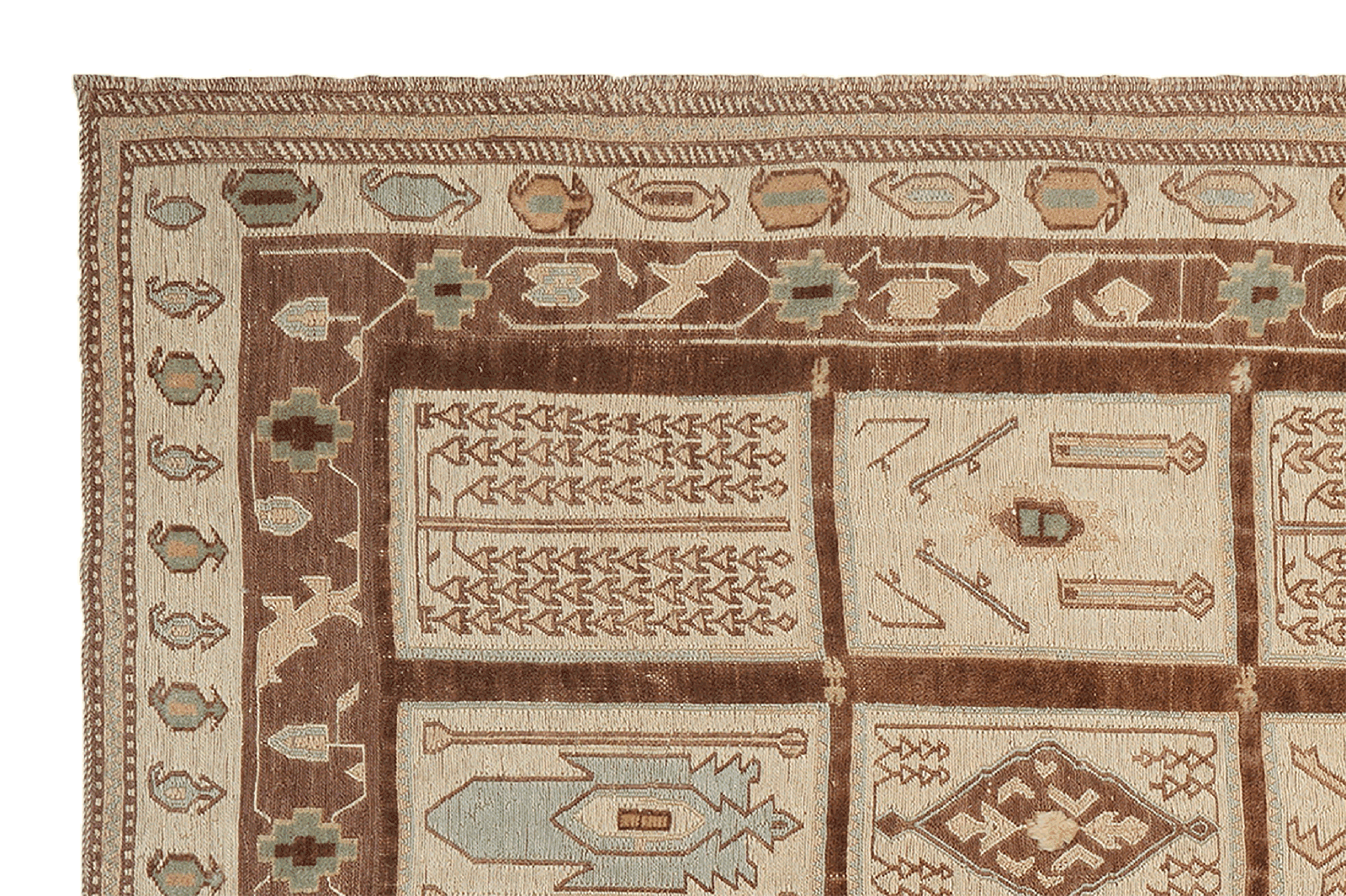 Kelim Belutch — Handmade, 146x181 cm, Beige, 100% Virgin Wool | View 3