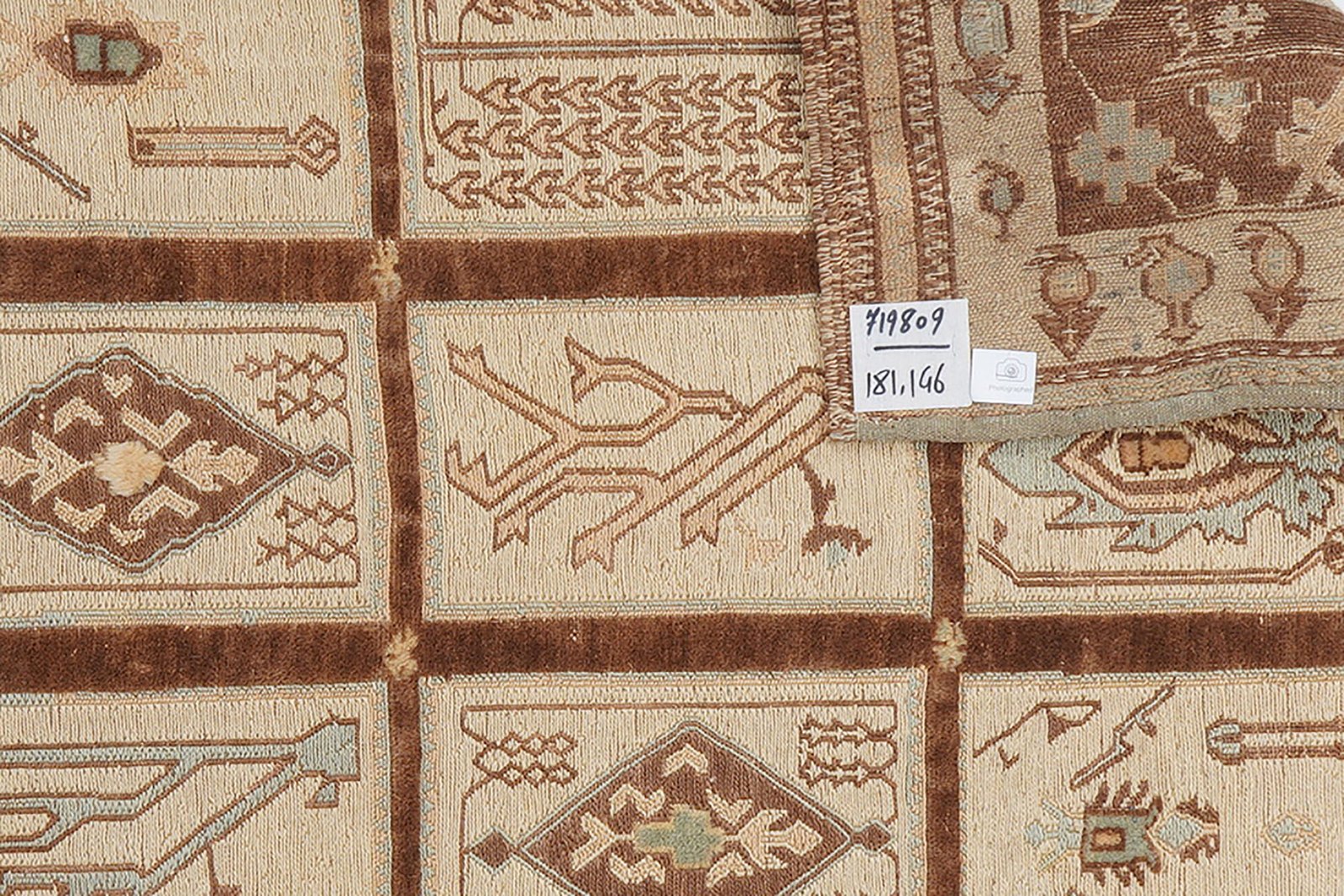 Kelim Belutch — Handmade, 146x181 cm, Beige, 100% Virgin Wool | View 5