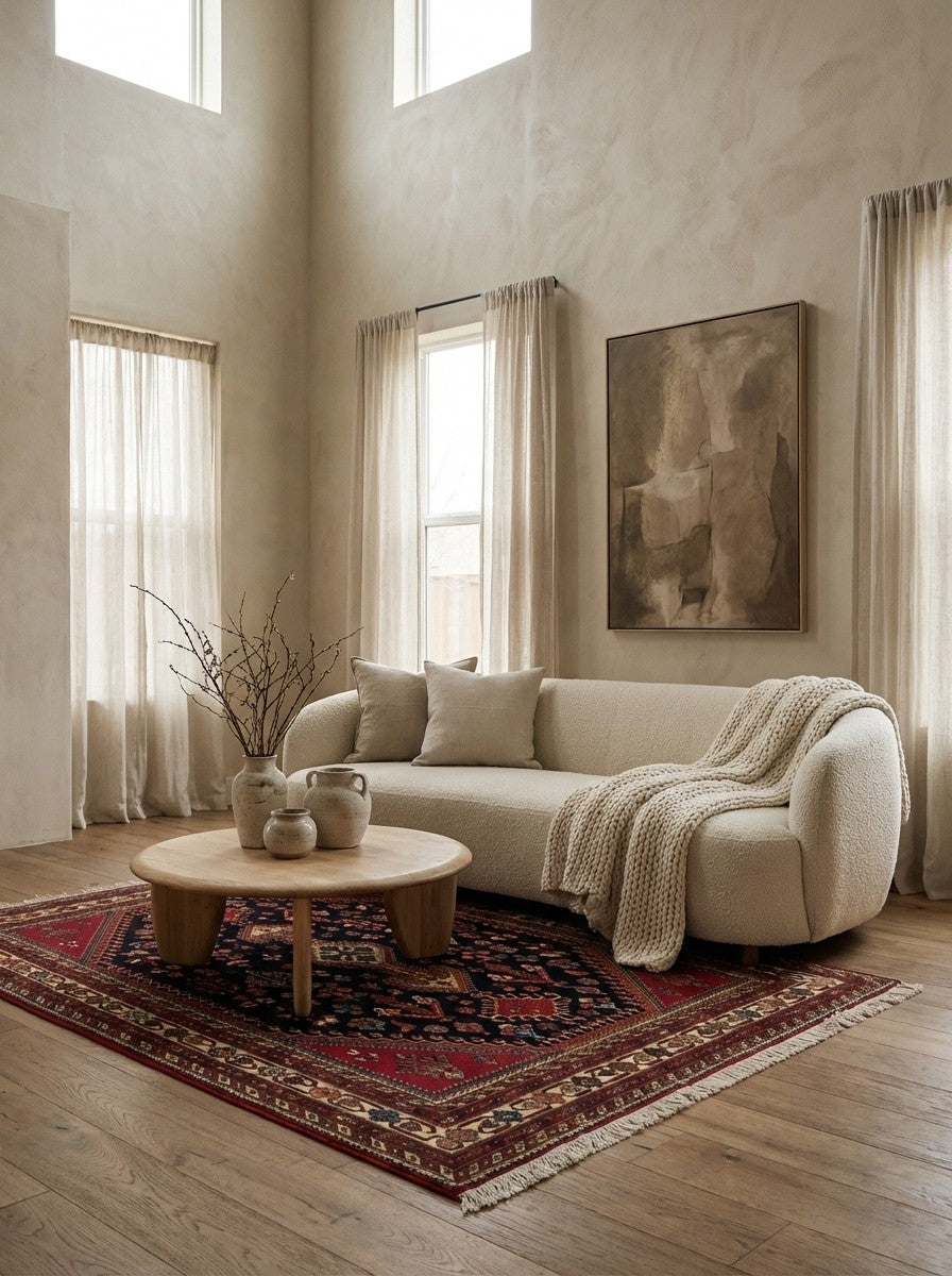 Nasrabad — Hand-knotted, 141x207 cm, Blue, 100% Virgin Wool | Detail view
