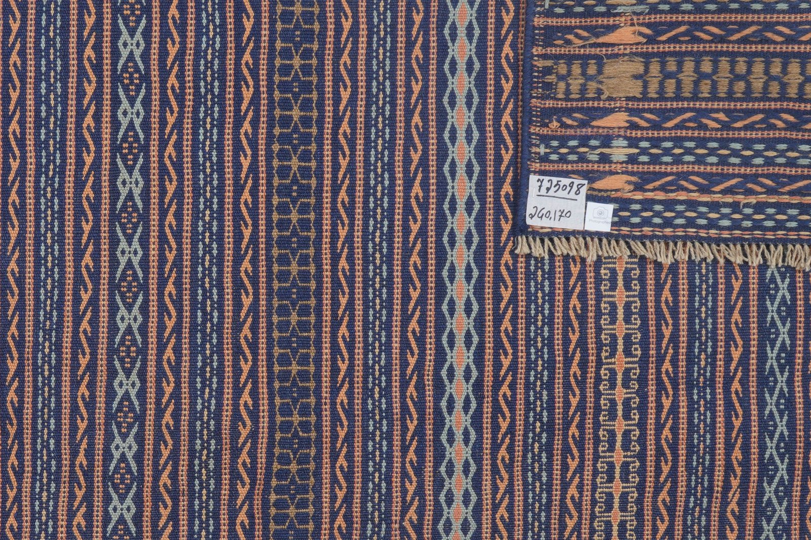 Kelim Kordi — Handmade, 170x240 cm, Blue, 100% Virgin Wool | View 5
