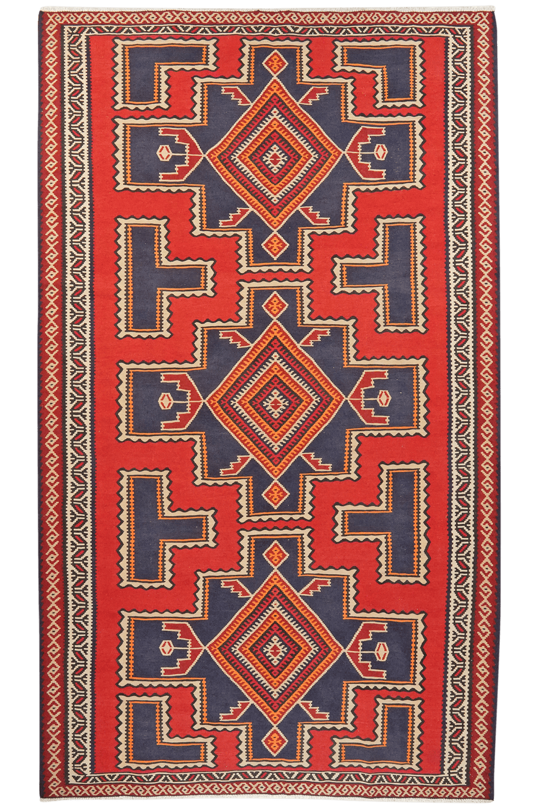 Kelim Ardebil — Handmade, 201x339 cm, Red, 100% Virgin Wool | Main view