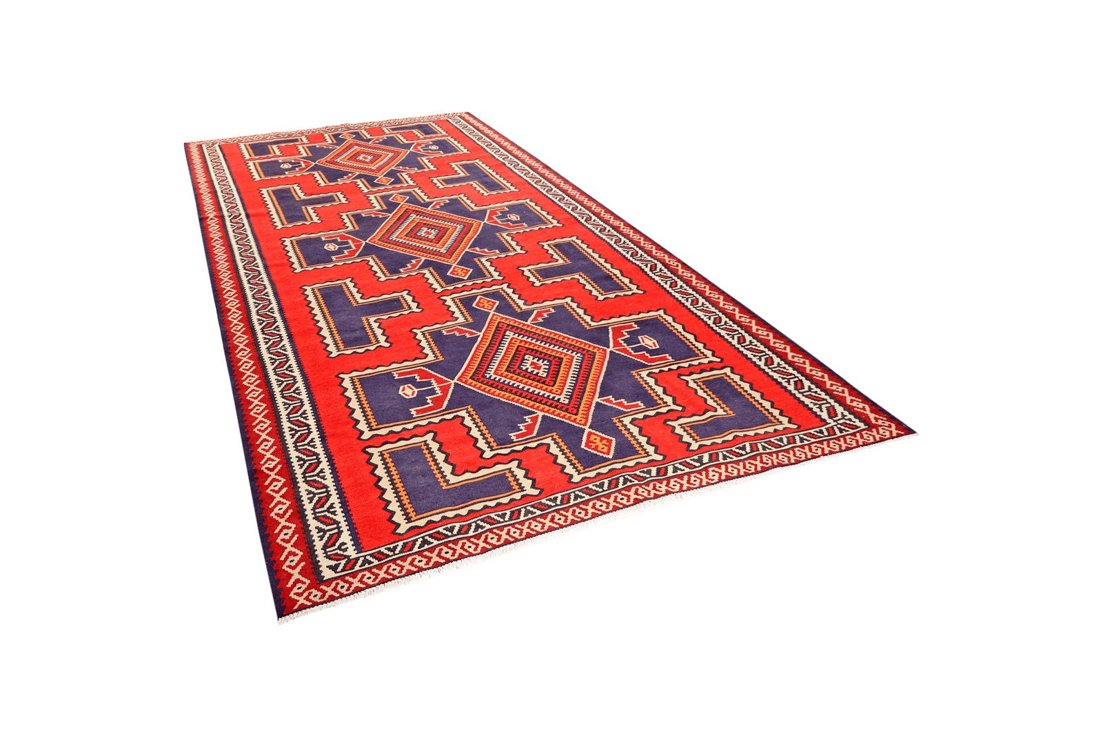 Kelim Ardebil — Handmade, 201x339 cm, Red, 100% Virgin Wool | View 5