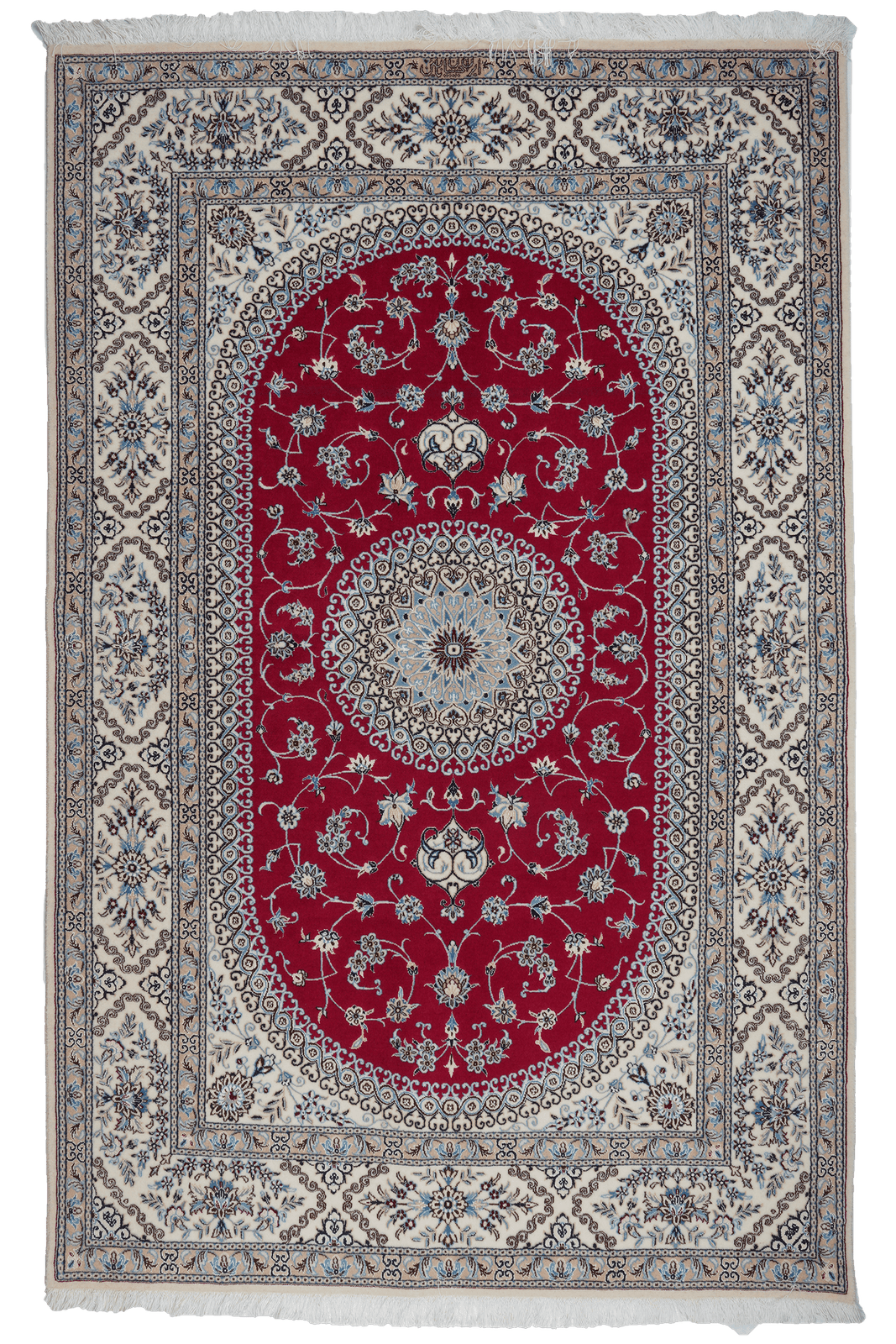 Nain 6La — Hand-knotted, 127x200 cm, Red, 100% Virgin Wool | Main view
