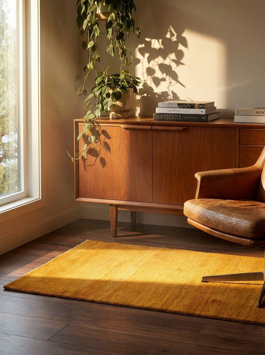 Gabbeh Sonnat — Handgefertigt, 172x114 cm, Gelb, 100% Virgin Wool | Back view