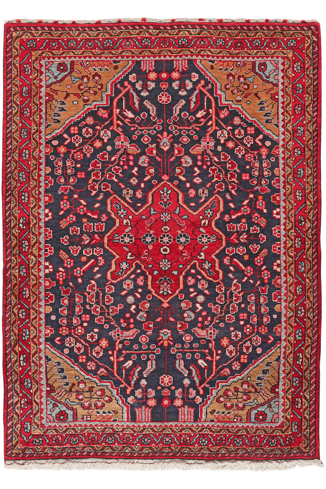 Malayer — Hand-knotted, 111x153 cm, Blue, 100% Virgin Wool | Main view
