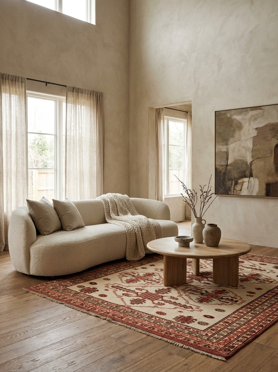 Kelim Belutch — Handmade, 177x204 cm, Beige, 100% Virgin Wool | Detail view