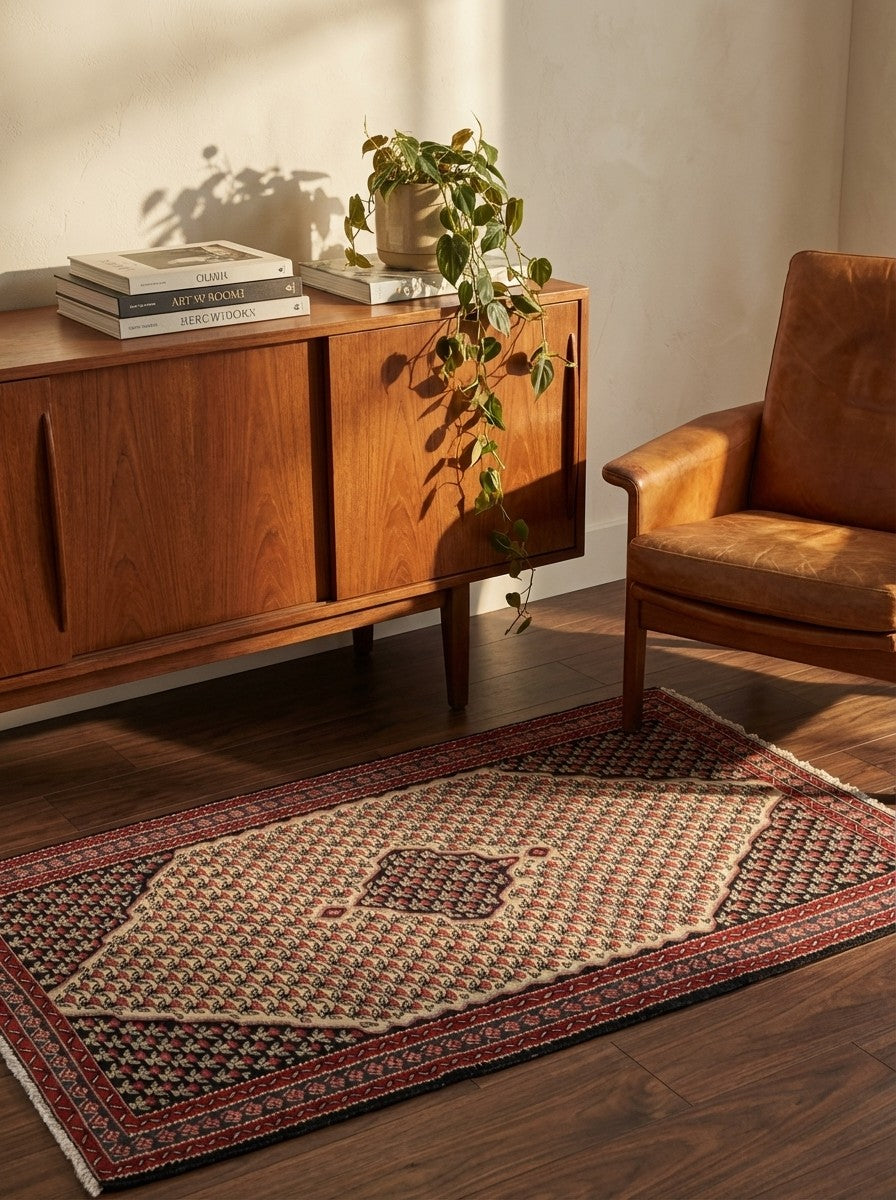 Kelim Bidjar — Handmade, 109x157 cm, Beige, 100% Virgin Wool | Back view