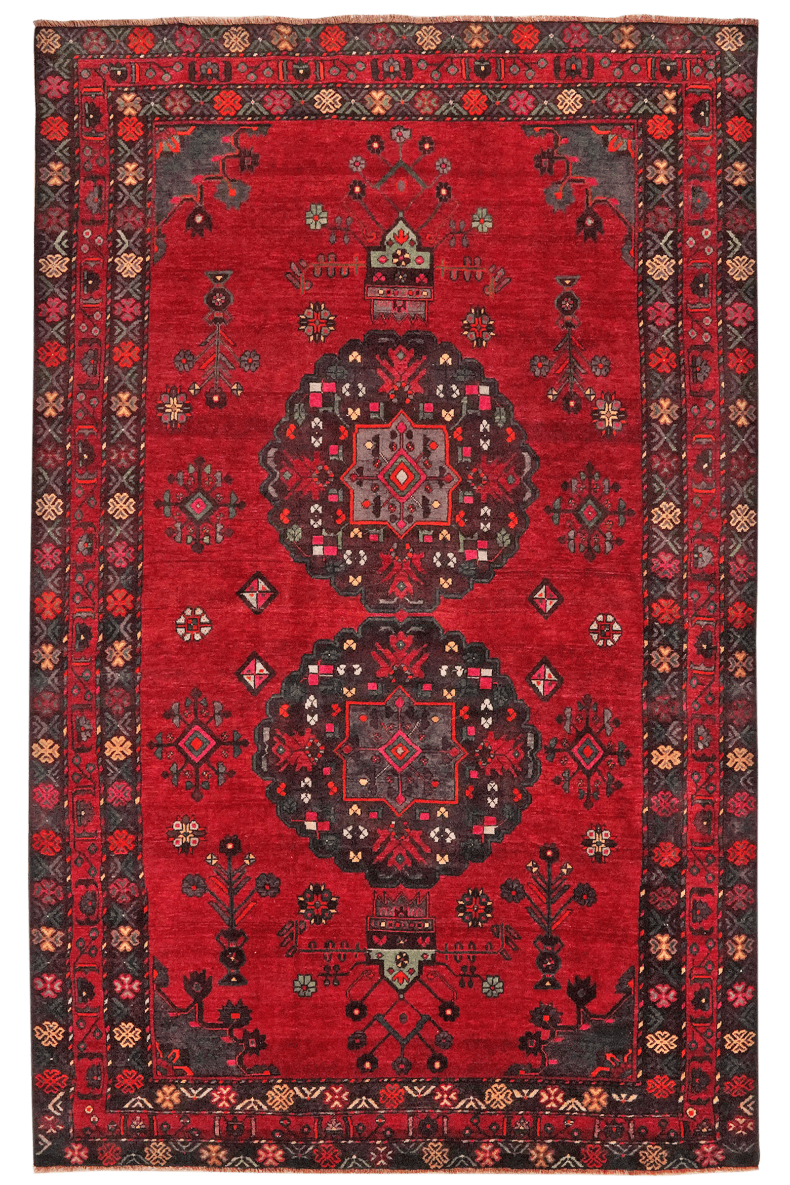 Kordibaf — Hand-knotted, 214x341 cm, Red, 100% Virgin Wool | Main view