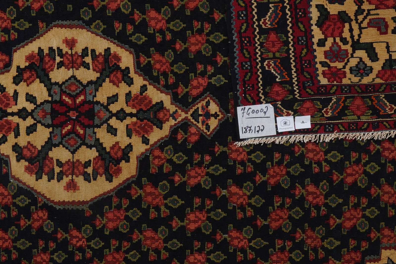Kelim Bidjar — Handmade, 122x187 cm, Black, 100% Virgin Wool | View 6