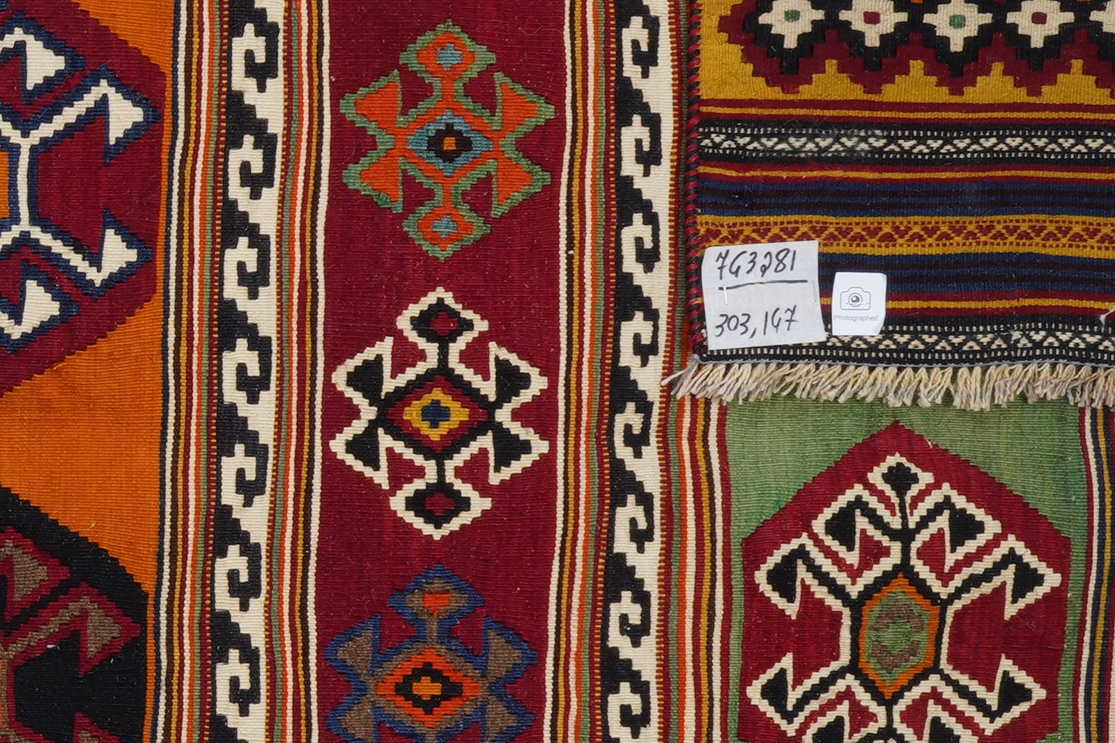 Kelim Gashgai Old — Handmade, 147x303 cm, Multicolor, 100% Virgin Wool | View 5
