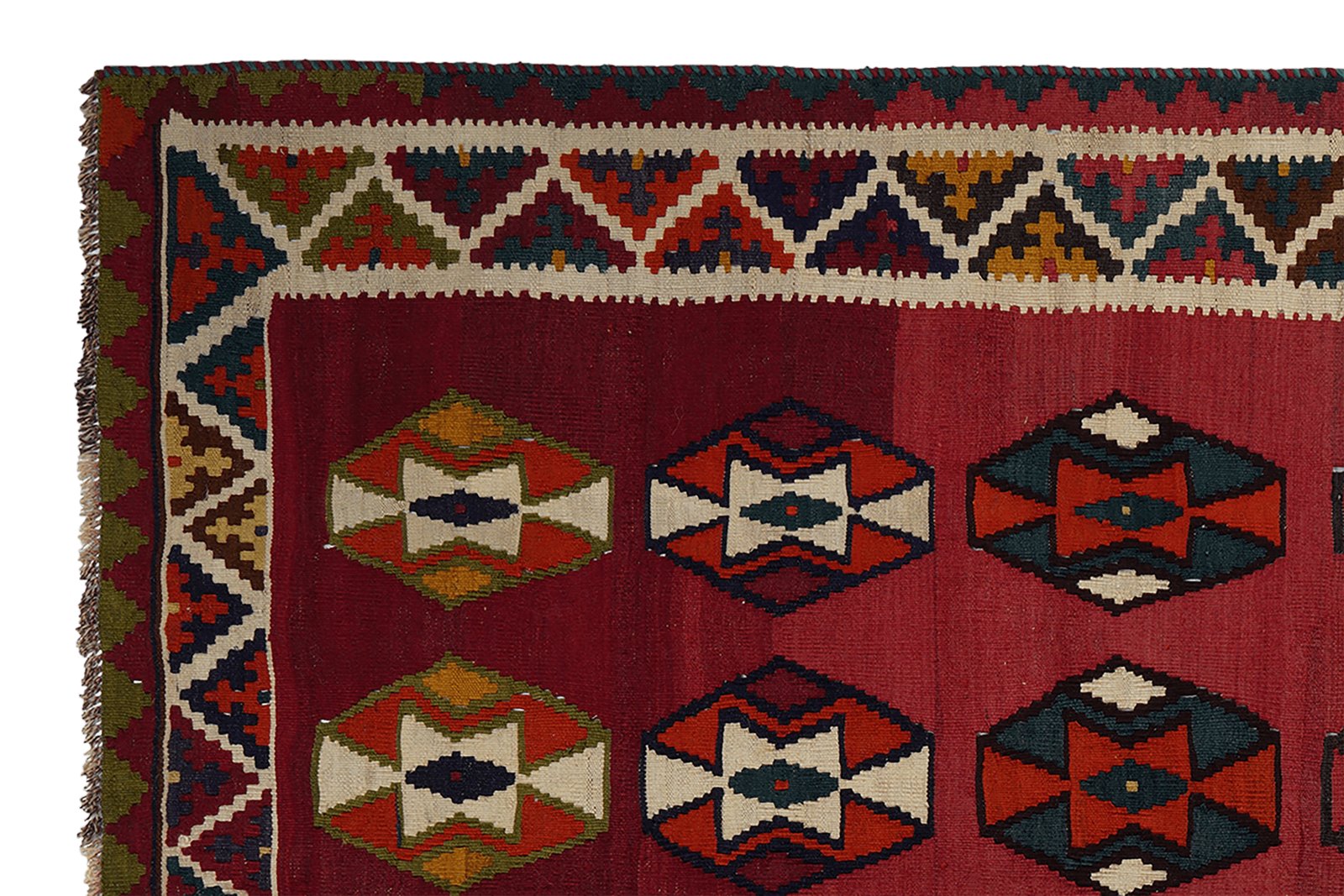 Kelim Gashgai Old — Handmade, 147x232 cm, Red, 100% Virgin Wool | View 3
