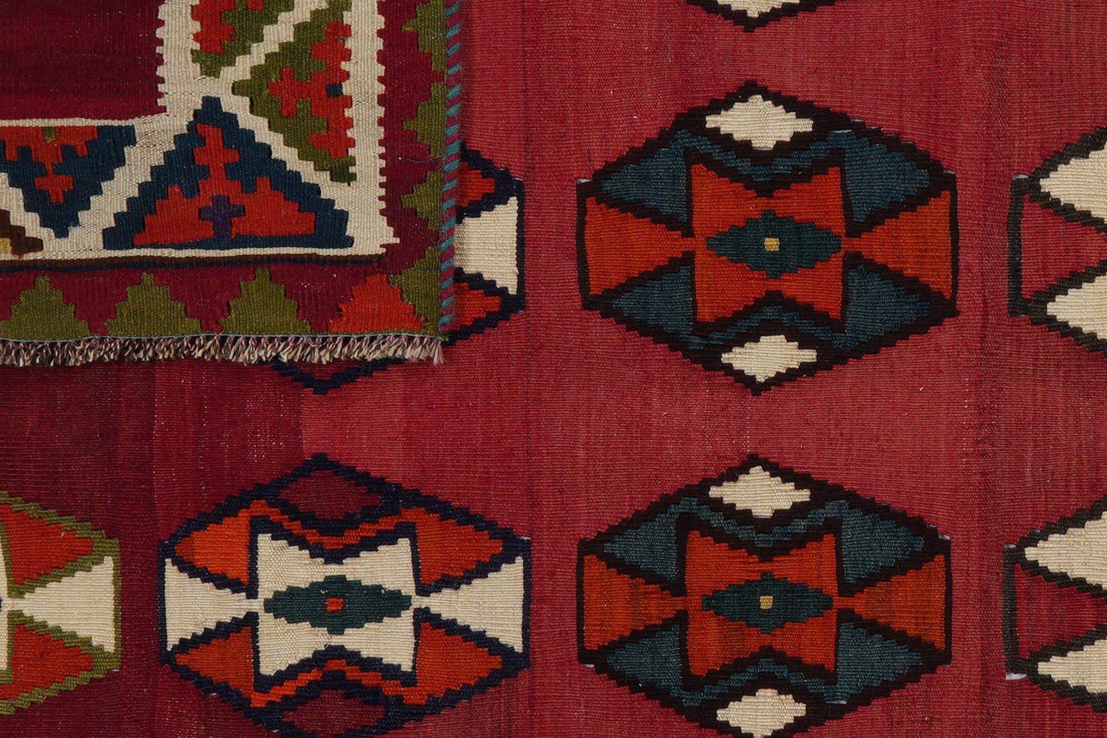 Kelim Gashgai Old — Handmade, 147x232 cm, Red, 100% Virgin Wool | View 7