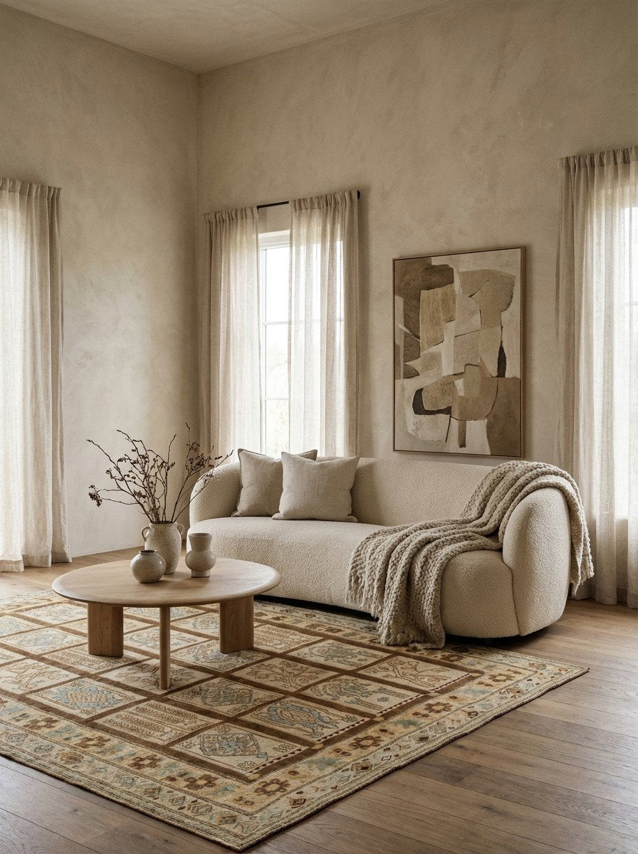 Kelim Belutch — Handgefertigt, 172x134 cm, Beige, 100% Virgin Wool | Detail view