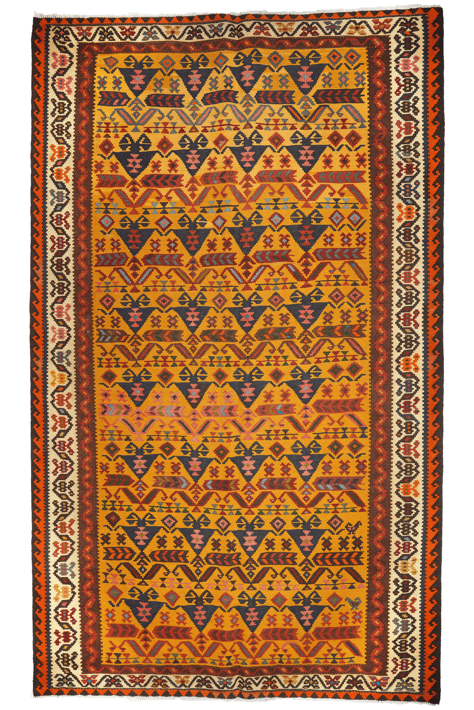 Kelim Ardebil — Handmade, 184x306 cm, Yellow, 100% Virgin Wool | Main view