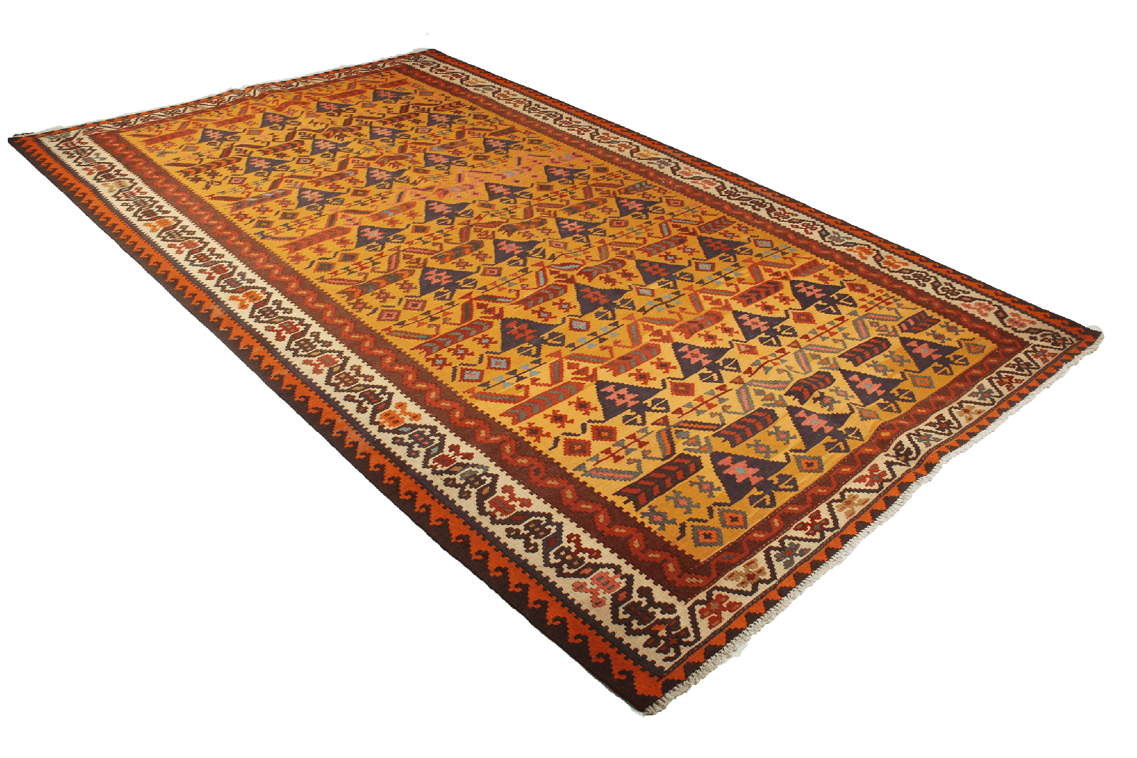 Kelim Ardebil — Handmade, 184x306 cm, Yellow, 100% Virgin Wool | View 4