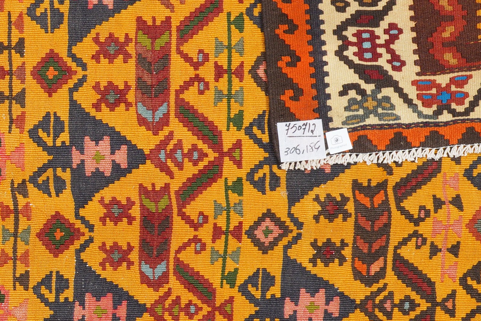 Kelim Ardebil — Handmade, 184x306 cm, Yellow, 100% Virgin Wool | View 6