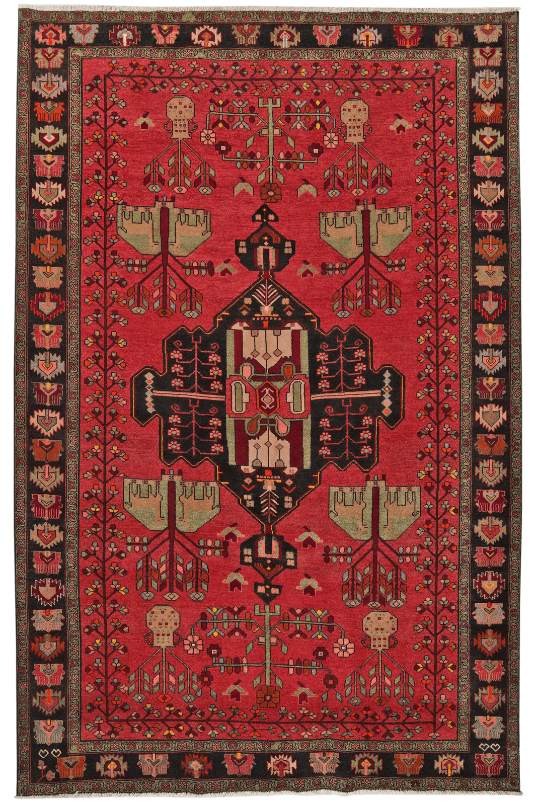 Kordibaf — Hand-knotted, 217x332 cm, Red, 100% Virgin Wool | Main view