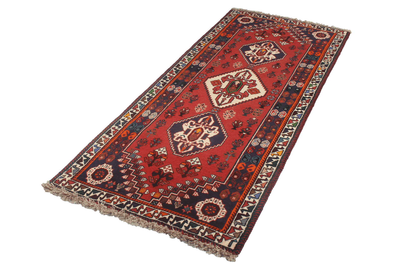 Gashgai — Hand-knotted, 79x198 cm, Red, 100% Virgin Wool | View 4