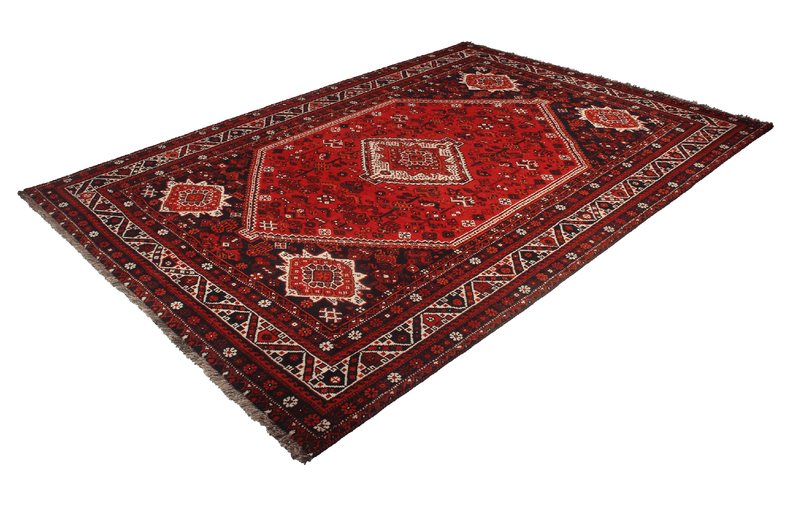 Gashgai — Hand-knotted, 205x294 cm, Red, 100% Virgin Wool | View 4