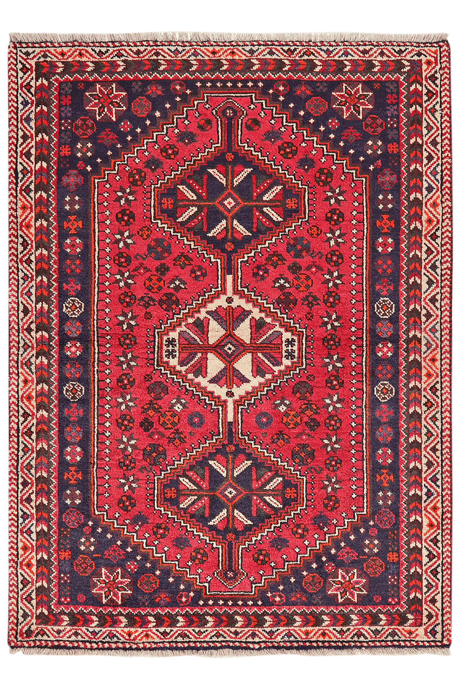 Gashgai — Hand-knotted, 115x159 cm, Red, 100% Virgin Wool | Main view