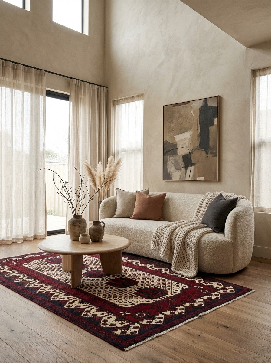 Shahsavan — Hand-knotted, 128x196 cm, Beige, 100% Virgin Wool | Detail view