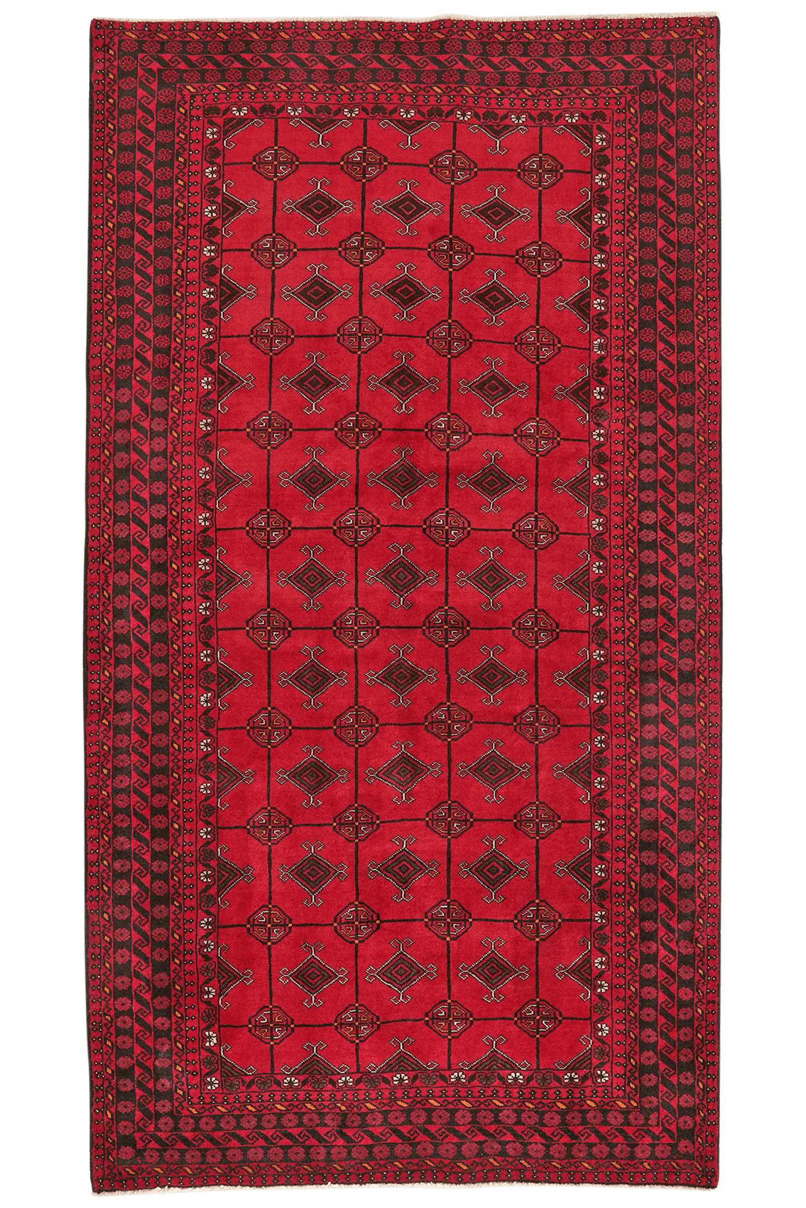 Belutch — Hand-knotted, 140x257 cm, Red, 100% Virgin Wool | Main view