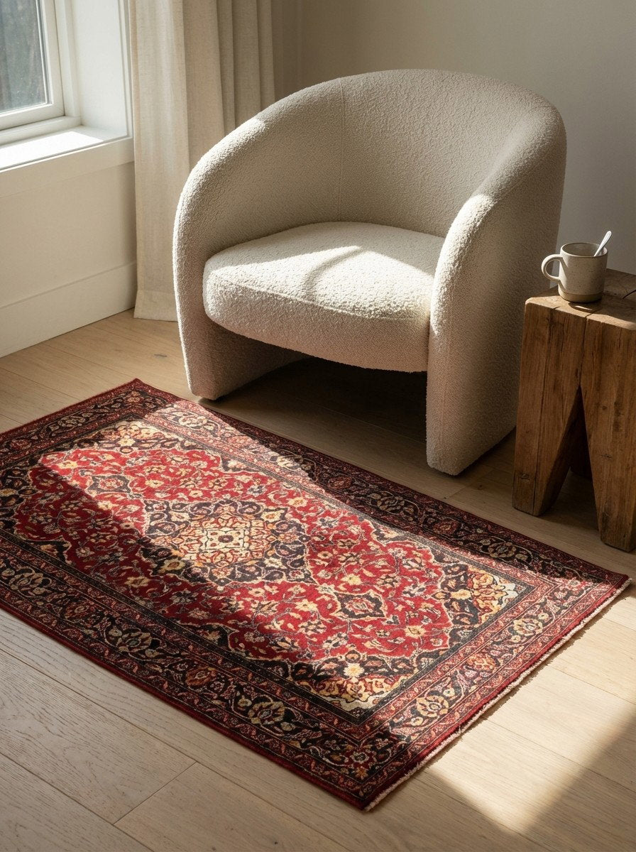 Belutch — Handgefertigt, 182x102 cm, Blau, 100% Virgin Wool | Detail view