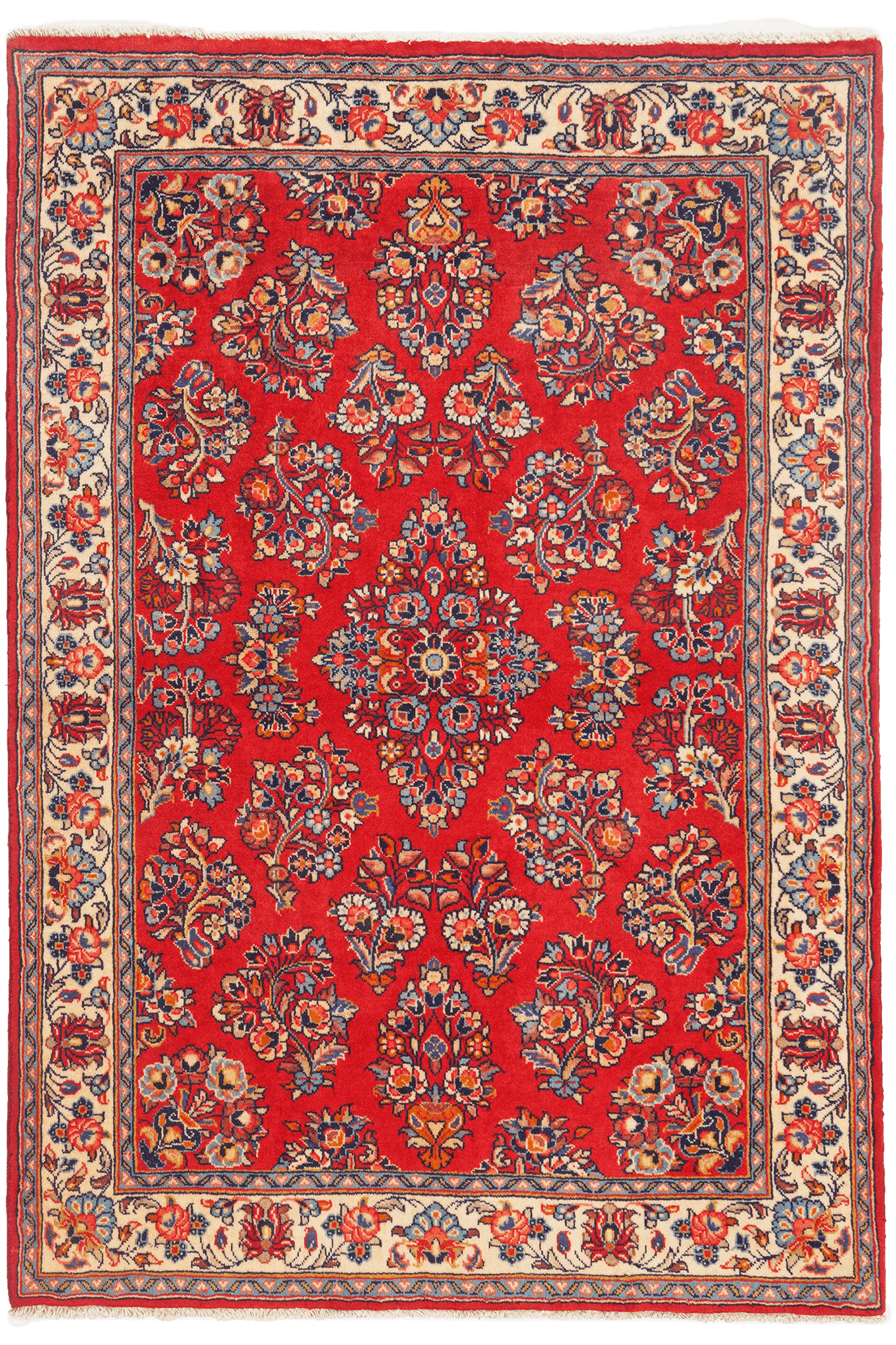 Sarough — Hand-knotted, 104x151 cm, Red, 100% Virgin Wool | Main view