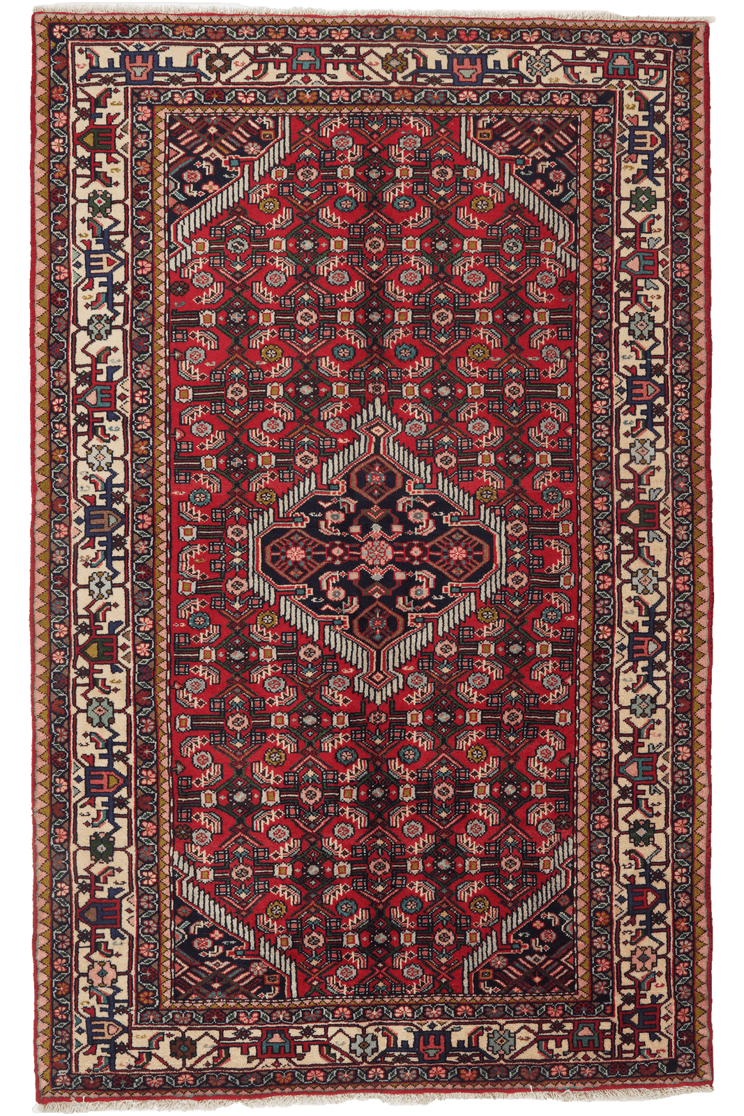 Assadabad — Hand-knotted, 130x207 cm, Red, 100% Virgin Wool | Main view