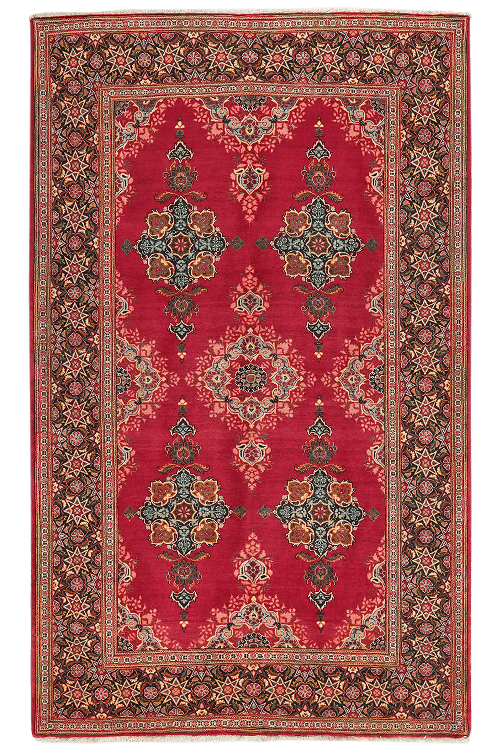 Kashan — Hand-knotted, 141x230 cm, Red, 100% Virgin Wool | Main view