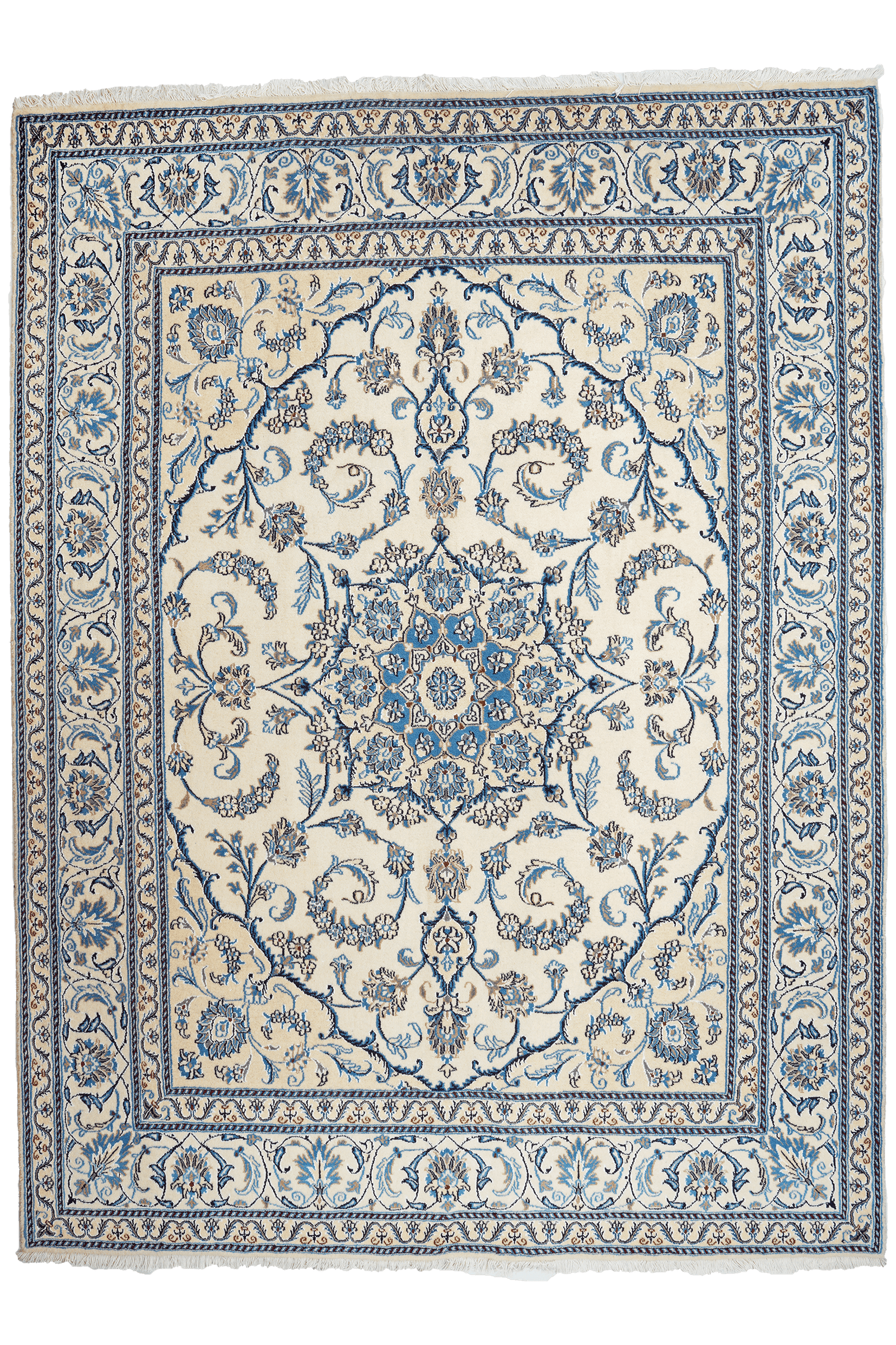 Nain 12La — Hand-knotted, 201x269 cm, Beige, 100% Virgin Wool | Main view