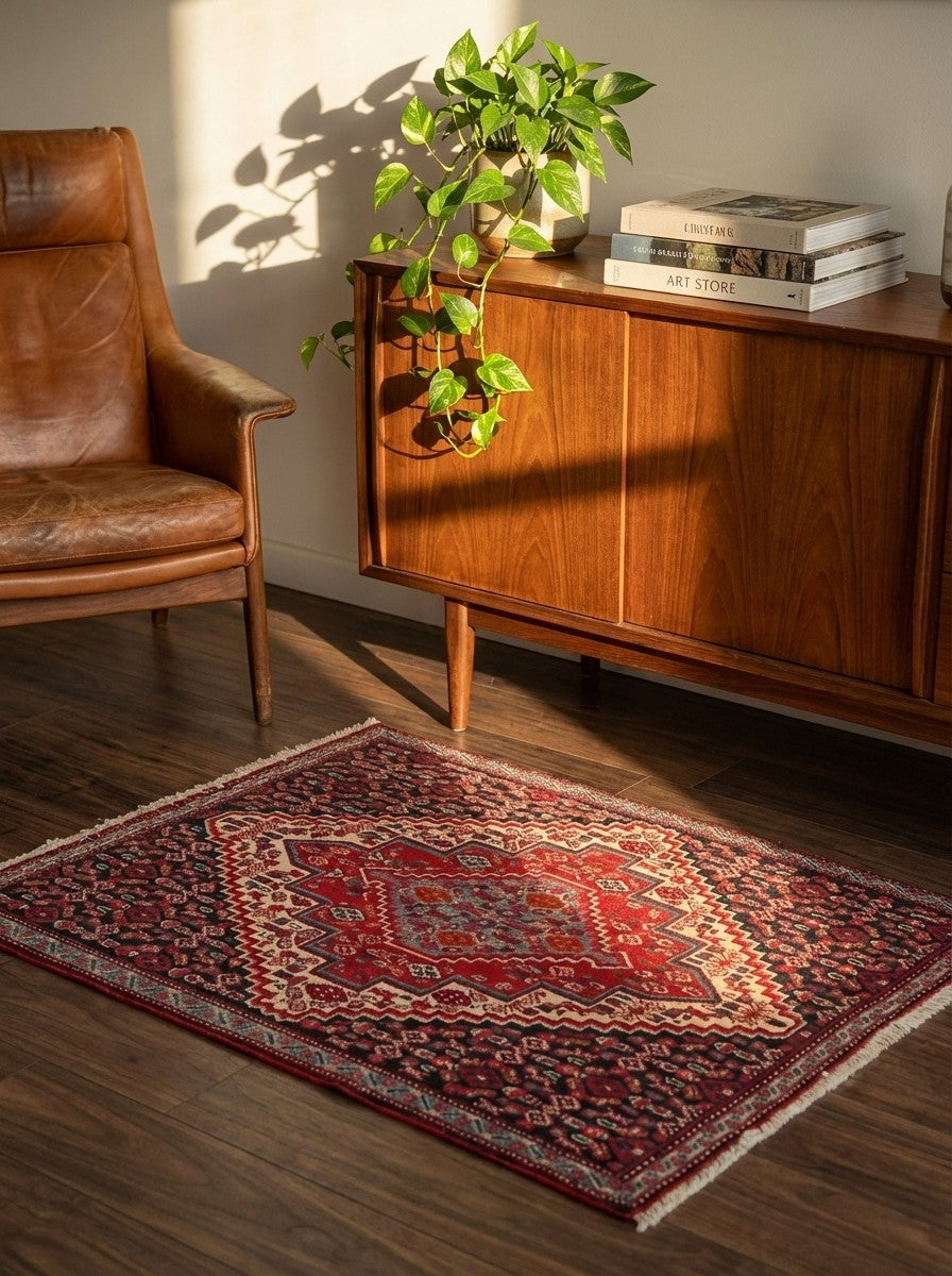 Senneh — Hand-knotted, 70x91 cm, Beige, 100% Virgin Wool | Back view