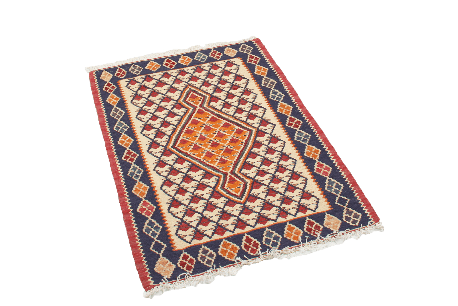 Kelim Senneh — Handmade, 60x90 cm, Beige, 100% Virgin Wool | View 4