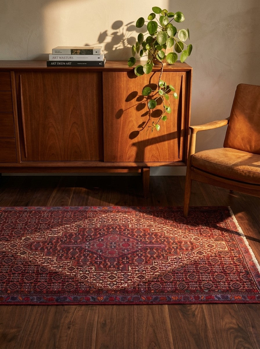 Senneh — Hand-knotted, 66x115 cm, Beige, 100% Virgin Wool | Back view
