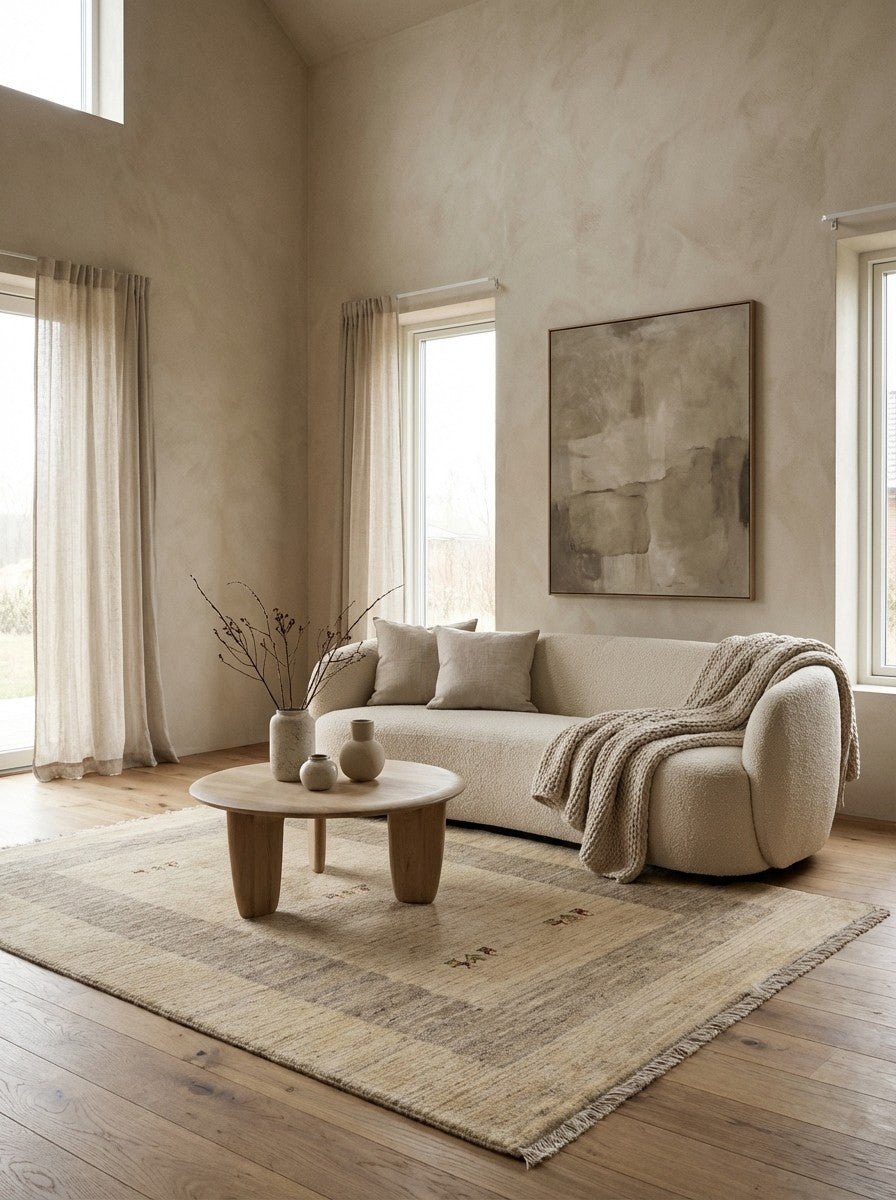 Gabbeh Sonnat — Hand-knotted, 122x182 cm, Beige, 100% Virgin Wool | Detail view