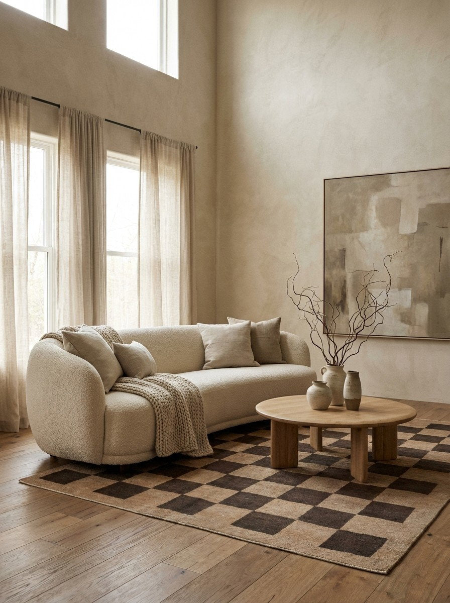 Rizbaf — Handgefertigt, 206x148 cm, Braun, 100% Virgin Wool | Detail view