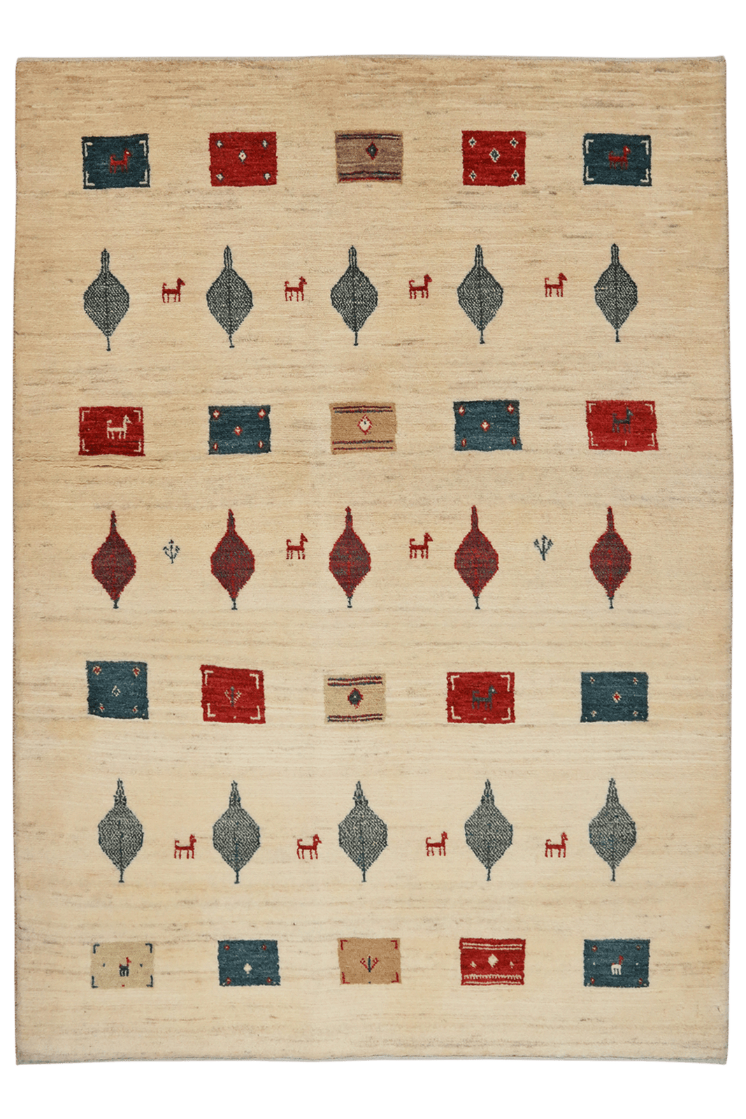 Rizbaf — Hand-knotted, 129x182 cm, Beige, 100% Virgin Wool | Main view
